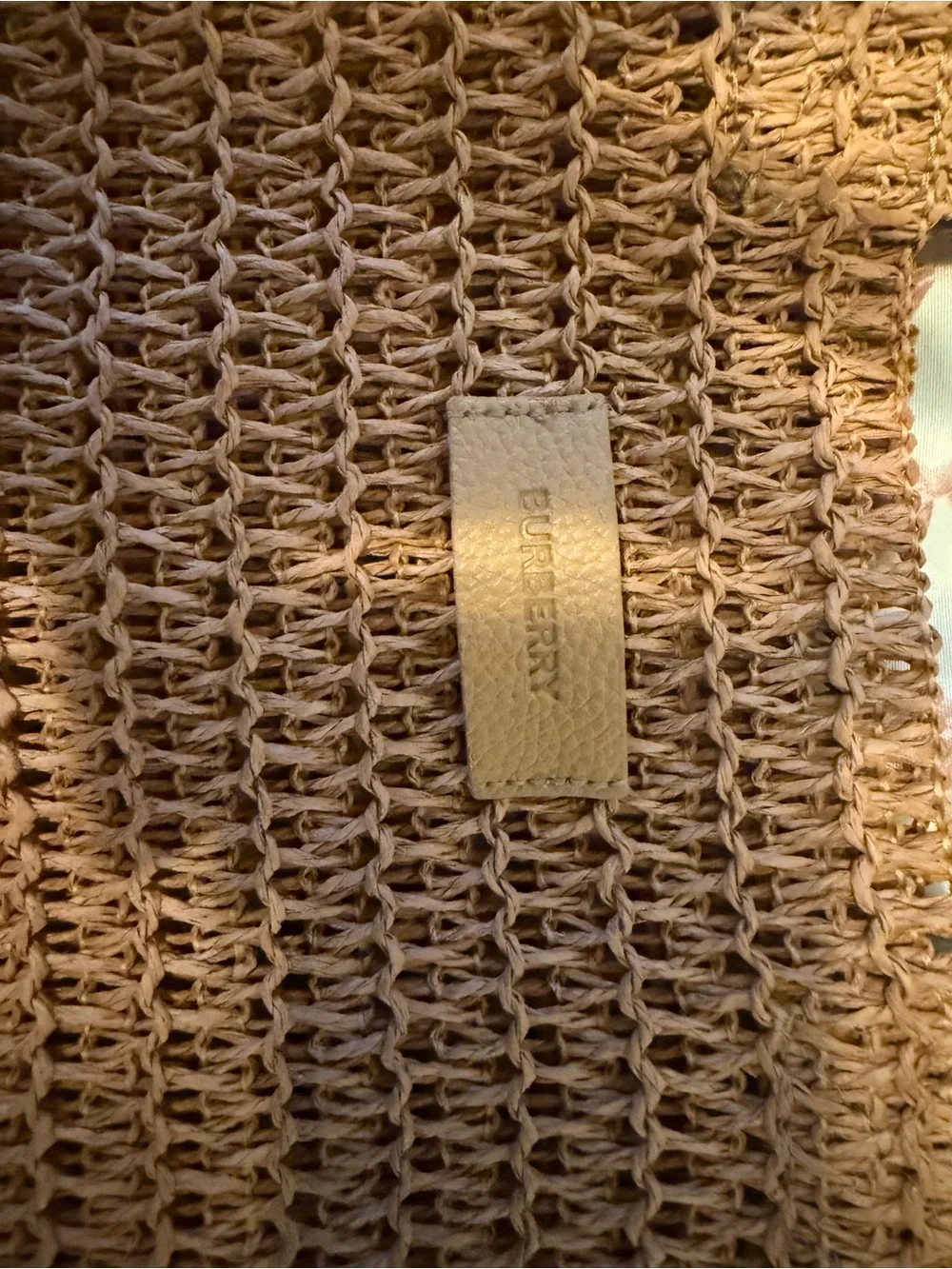 Burberry Woven Tote Bag in Camel Brown